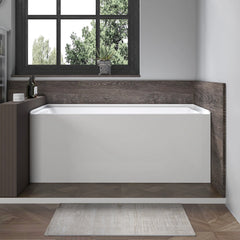 Vanity Art 54 in. x 32 in. Acrylic Alcove Skirt Soaking Bathtub with Right Overflow and Drain - B301M-RIGHT - The Home Selection