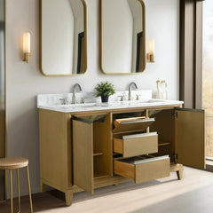 Vanity Art 54-Inch Double Sink Bathroom Vanity with Engineered Marble Top - VA8054 - The Home Selection