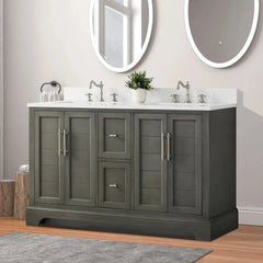 Vanity Art 54-Inch54 in. W x 22 in. D x 34.5 in. H Double Sink Freestanding Bathroom Vanity with Engineered Marble Top - VA5054 - The Home Selection