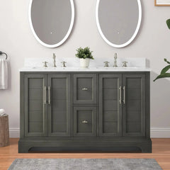 Vanity Art 54-Inch54 in. W x 22 in. D x 34.5 in. H Double Sink Freestanding Bathroom Vanity with Engineered Marble Top - VA5054 - The Home Selection
