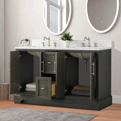Vanity Art 54-Inch54 in. W x 22 in. D x 34.5 in. H Double Sink Freestanding Bathroom Vanity with Engineered Marble Top - VA5054 - The Home Selection