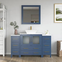 Vanity Art 54" Single Basin Bathroom Vanity with White Engineered Marble Top and Mirror - VA3130-54 - The Home Selection