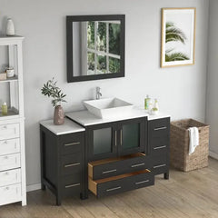 Vanity Art 54" Single Basin Bathroom Vanity with White Engineered Marble Top and Mirror - VA3130-54 - The Home Selection