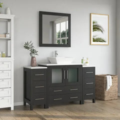Vanity Art 54" Single Basin Bathroom Vanity with White Engineered Marble Top and Mirror - VA3130-54 - The Home Selection