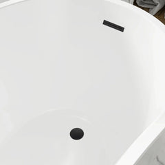 Vanity Art 54 x 28 Inch White Acrylic Freestanding Soaking Tub | Modern Design with Pop-Up Drain and Slotted Overflow - VA6525 - The Home Selection