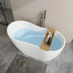 Vanity Art 54 x 28 Inch White Acrylic Freestanding Soaking Tub | Modern Design with Pop-Up Drain and Slotted Overflow - VA6525 - The Home Selection