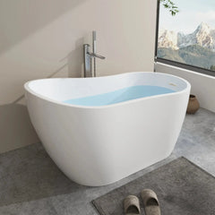 Vanity Art 54 x 28 Inch White Acrylic Freestanding Soaking Tub | Modern Design with Pop-Up Drain and Slotted Overflow - VA6525 - The Home Selection