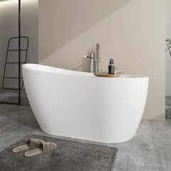 Vanity Art 54 x 28 Inch White Acrylic Freestanding Soaking Tub | Modern Design with Pop-Up Drain and Slotted Overflow - VA6525 - The Home Selection