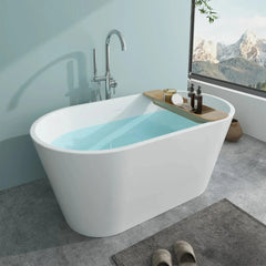 Vanity Art 54" x 30" Acrylic Flatbottom Freestanding Non Slip Soaking Bathtub Domme - VA6815-NXSW - The Home Selection