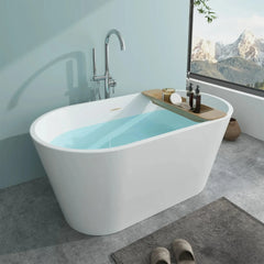 Vanity Art 54" x 30" Acrylic Flatbottom Freestanding Non Slip Soaking Bathtub Domme - VA6815-NXSW - The Home Selection