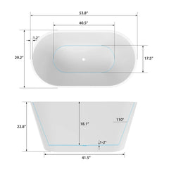 Vanity Art 54" x 30" Acrylic Flatbottom Freestanding Non Slip Soaking Bathtub Domme - VA6815-NXSW - The Home Selection