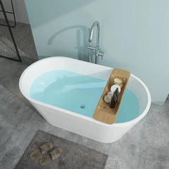 Vanity Art 54" x 30" Acrylic Flatbottom Freestanding Non Slip Soaking Bathtub Domme - VA6815-NXSW - The Home Selection