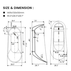 Vanity Art 55" x 28" Freestanding Acrylic Soaking Tub - VA6531 - The Home Selection