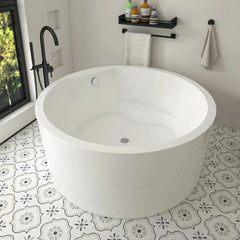Vanity Art 59" Acrylic Flatbottom Freestanding Soaking Bathtub in White - VA6810 - The Home Selection