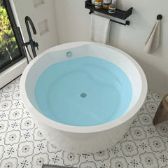 Vanity Art 59" Acrylic Flatbottom Freestanding Soaking Bathtub in White - VA6810 - The Home Selection