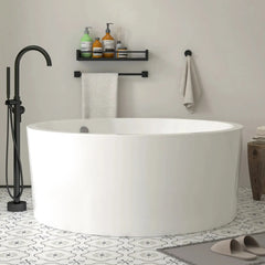 Vanity Art 59" Acrylic Flatbottom Freestanding Soaking Bathtub in White - VA6810 - The Home Selection