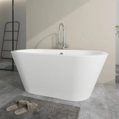 Vanity Art 59" Acrylic Flatbottom Freestanding Soaking Bathtub in White - VA6812-S - The Home Selection