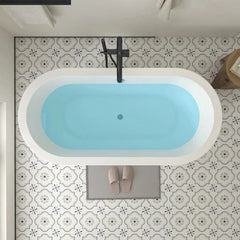 Vanity Art 59" Acrylic Flatbottom Freestanding Soaking Bathtub in White - VA6812-S - The Home Selection