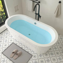 Vanity Art 59" Acrylic Flatbottom Freestanding Soaking Bathtub in White - VA6812-S - The Home Selection