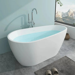 Vanity Art 59" Freestanding Acrylic Soaking Tub with Polished Overflow & Pop-Up Drain - VA6515-S - The Home Selection