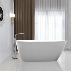 Vanity Art 59" Freestanding Acrylic Soaking Tub with Polished Overflow & Pop-Up Drain - VA6515-S - The Home Selection