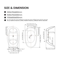Vanity Art 59" Freestanding Acrylic Soaking Tub with Polished Overflow & Pop-Up Drain - VA6515-S - The Home Selection