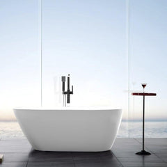 Vanity Art 59" Freestanding Acrylic Soaking Tub with Polished Overflow & Pop-Up Drain - VA6515-S - The Home Selection