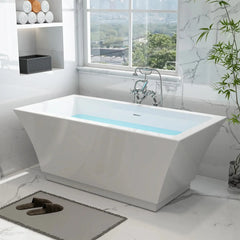 Vanity Art 59" Freestanding Bathtub – Overflow W/Chrome Finish and Adjustable Leveling Leg - VA6817 - The Home Selection
