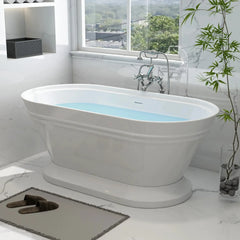 Vanity Art 59-Inch Freestanding Acrylic Soaking Tub with Slotted Overflow and Pop-Up Drain - VA6610-S - The Home Selection