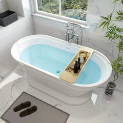 Vanity Art 59-Inch Freestanding Acrylic Soaking Tub with Slotted Overflow and Pop-Up Drain - VA6610-S - The Home Selection