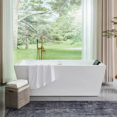 Vanity Art 59 Inch Freestanding white acrylic bathtub - VA6814 - The Home Selection