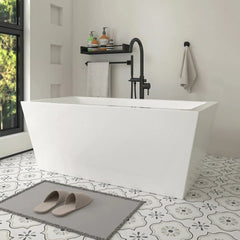 Vanity Art 59 Inch Freestanding white acrylic bathtub - VA6814 - The Home Selection