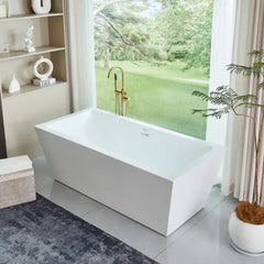 Vanity Art 59 Inch Freestanding white acrylic bathtub - VA6814 - The Home Selection