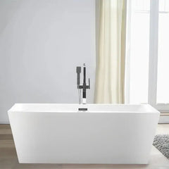 Vanity Art 59 Inch Freestanding white acrylic bathtub - VA6814 - The Home Selection