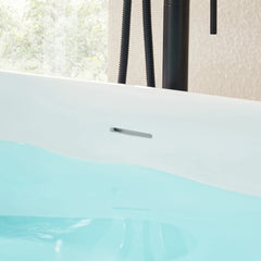 Vanity Art 59" x 30" Freestanding Oval Soaking Stone Resin Bathtub with Overflow and Pop Up Drain - VA6920 - The Home Selection