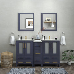Vanity Art 60" Double Basin Bathroom Vanity with Top in White Ceramic and Mirror -VA3024-60 - The Home Selection