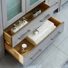 Vanity Art 60" Double Basin Bathroom Vanity with Top in White Ceramic and Mirror -VA3024-60 - The Home Selection