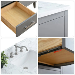 Vanity Art 60" Double Sink Bathroom Vanity Cabinet with Engineered Marble Top in White - VA9060D - The Home Selection