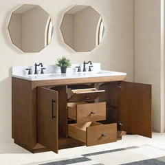 Vanity Art 60" Double Sink Bathroom Vanity in Tan - VA7060-DT - The Home Selection