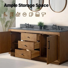 Vanity Art 60" Double Sink Bathroom Vanity in Tan - VA7060-DT - The Home Selection