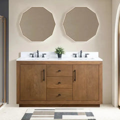 Vanity Art 60" Double Sink Bathroom Vanity in Tan - VA7060-DT - The Home Selection