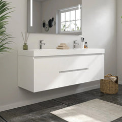 Vanity Art 60-Inch Bathroom Wall Hung Vanity in White with Double Basin Top in White Resin - VA6060DW - The Home Selection