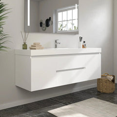 Vanity Art 60-Inch Bathroom Wall Hung Vanity in White with Single Basin Vanity Top in White Resin - VA6060W - The Home Selection