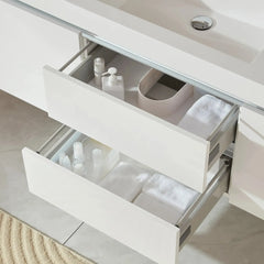 Vanity Art 60-Inch Bathroom Wall Hung Vanity in White with Single Basin Vanity Top in White Resin - VA6060W - The Home Selection