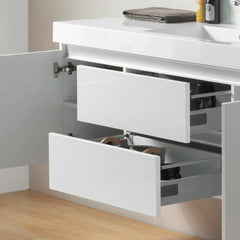 Vanity Art 60-Inch Bathroom Wall Hung Vanity in White with Single Basin Vanity Top in White Resin - VA6060W - The Home Selection