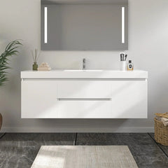 Vanity Art 60-Inch Bathroom Wall Hung Vanity in White with Single Basin Vanity Top in White Resin - VA6060W - The Home Selection