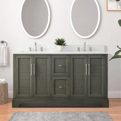 Vanity Art 60-Inch Double Sink Freestanding Bathroom Vanity with Engineered Marble Top - VA5060-D - The Home Selection