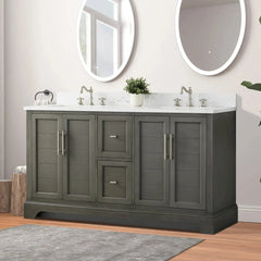 Vanity Art 60-Inch Double Sink Freestanding Bathroom Vanity with Engineered Marble Top - VA5060-D - The Home Selection