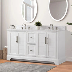 Vanity Art 60-Inch Double Sink Freestanding Bathroom Vanity with Engineered Marble Top - VA5060-D - The Home Selection