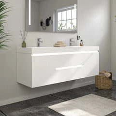 Vanity Art 60-Inch LED Lighted Wall-Hung Double Sink Bathroom Vanity with White Resin Top - VA6060DWL - The Home Selection